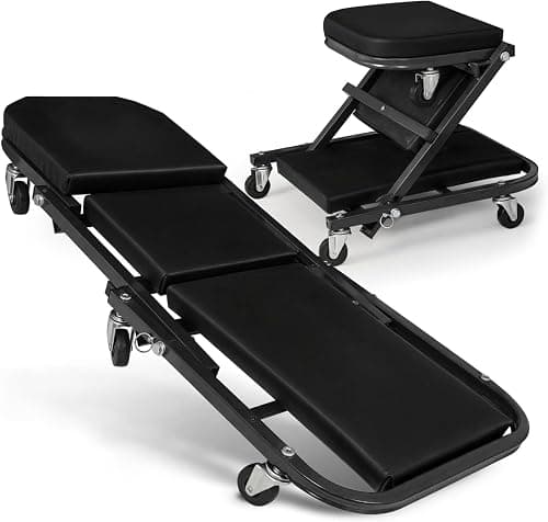 36" Z-Creeper Seat Foldable Under Car Creeper, 330 lbs Capacity All-in-One Adjustable Roller Garage Chair Lay Down or Sit, 6 Wheels (Black) على Amazon.ae - متتبع الأسعار