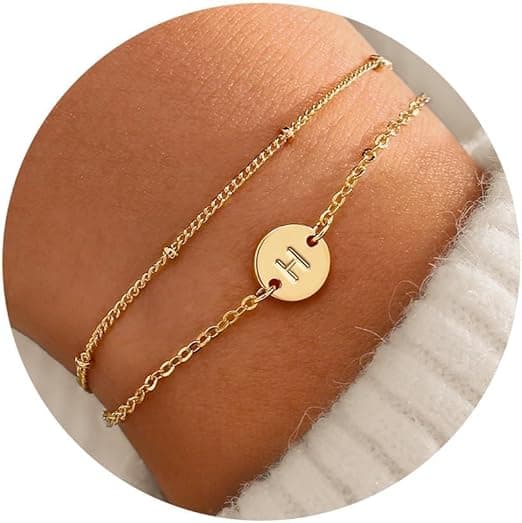 Gold Initial Bracelets for Women Trendy - Dainty Gold Plated Layered Beaded Letter Initial Bracelet Personalized Disc Monogram Bracelet Gold Bracelets for Women Jewelry Gifts Trendy Stuff on Amazon.ae - Price Tracker
