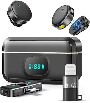 Wireless Lavalier Microphone for iPhone/Android, Lapel Mics with Lightning/USB-C Plug-Play, 150FT Range, Omnidirectional Condenser Mic for Video Recording, Interview, Podcast, Vlog, YouTube on Amazon.ae - Price Tracker