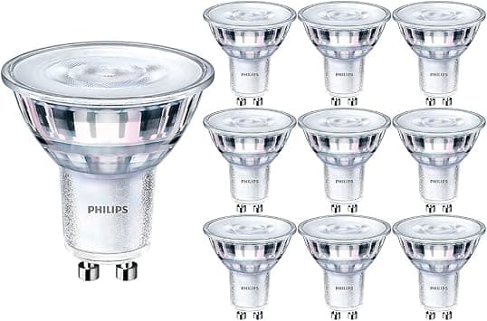 Philips Pack of 10 x Corepro LED 4W (50W) GU10, Bulb, 3000K Warm White, 36 Degree, Dimmable, UK - متتبع أسعار Amazon.sa