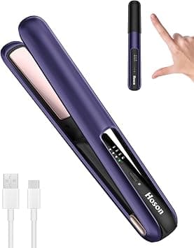 Hoson Cordless Hair Straightener,Portable Mini Flat Iron Travel for Bangs,Short Hair, Rechargeable Wireless Curling Iron and Curler 2 in 1,Purple,for Touch Ups on Amazon - Best Deal Finder