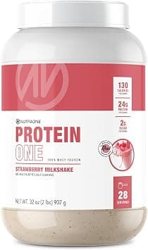 NutraOne ProteinOne Whey Protein Promote Recovery and Build Muscle with a Protein Shake Powder for Men & Women (Strawberry Milkshake, 2 LB) on Amazon - Best Deal Finder
