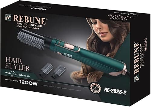 REBUNE RE-2025-2 Green 1200W Hair Dryer Brush 3 In 1 Hot Air Styler Straightening & Curling Fast Heating (3s) Hair Styler with 2 Brushes on Amazon.sa - Price Tracker