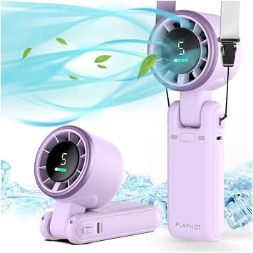 PlayHot Portable Handheld Turbo Fan, 5-Speed Personal Fans, 5000mAh Rechargeable Fans Up to 12 Hours, Weight only 0.6lb Small Fan, Hand/Neck/Desk Fan 3 IN 1, Beach Vacation Essentials(Purple) on Amazon.ae - Price Tracker