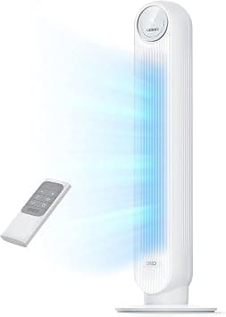 Dreo Tower Fan for Bedroom, 24ft/s Velocity Quiet Floor Fan, 90° Oscillating Fans for Indoors with 4 Speeds, 4 Modes, 8H Timer, Standing Fans, Bladeless Fan, White, Nomad One (DR-HTF007) on Amazon.ae - Price Tracker
