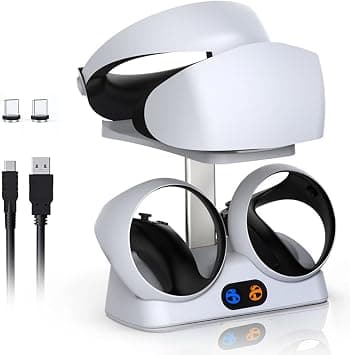 Nargos Charging Station for PS VR2 Sense Controllers with Headset Holder, Virtual Reality Charger Stand Dock PSVR2 Headset Display Accessories on Amazon.ae - Price Tracker