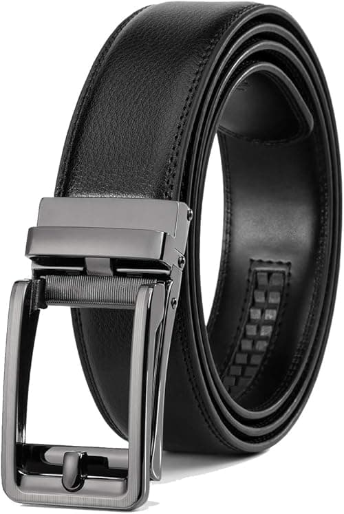 Founders & C Men's Leather Ratchet Comfort Click Belt Dress with Slide Buckle -Adjustable Trim to Fit on Amazon.ae - Price Tracker