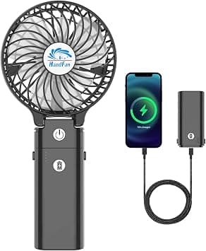 HandFan 5200mAh Portable Handheld Fan Rechargeable - 3 Speeds Foldable Personal Cooling, 2-IN-1 Hand Held Fan Battery Operated, 20H Runtime for Travel/Summer/Concerts/Women (Black) on Amazon.ae - Price Tracker