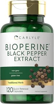 Carlyle Bioperine 10 mg 120 Capsules, Non-GMO, Gluten Free - Sourced from Black Pepper Extract, Supports Curcumin Powder Absorption on Amazon.ae - Price Tracker