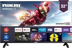 Nikai 32 Inch Smart HD LED TV, 720p (1366x768) | Android TV with WiFi & DLNA, Quad-Core Processor, Netflix, YouTube, Shahid, 16W Speakers, 2 HDMI & 2 USB Ports | Black - NTV3200SLED | 2 Year Warranty - متتبع أسعار Amazon.sa