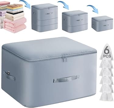 Clothes Storage Bags, 3-Layer Foldable Blanket Storage Bag with 6 Shoe Covers for Quilt, Clothes, Blankets, Dormitory Organizing Moving Bags (Gray, XL) on Amazon.ae - Price Tracker