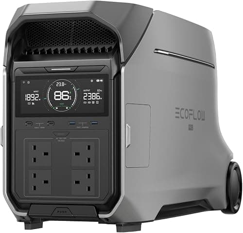 ECOFLOW DELTA Pro 3 Portable Power Station, 4096Wh LFP Battery, Expandable to 12kWh, 230V 4000W AC Output, Solar Generator for Home Use, Camping Accessories, Emergencies, Power Outages, RVs على Amazon.ae - متتبع الأسعار