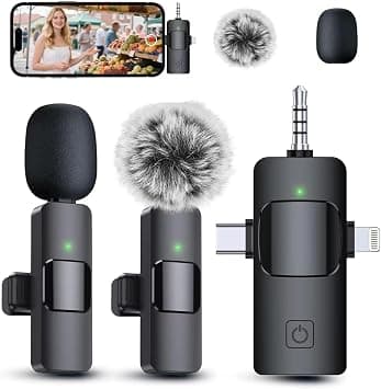 3-in-1 Microphone for iPhone, Android, iPad, Camera, Wireless Microphones, Mini Microphone, Lapel Mic with Noise Reduction, Crystal Clear Sound & 7H Battery for Recording, YouTube, Podcast, Vlogging on Amazon.ae - Price Tracker