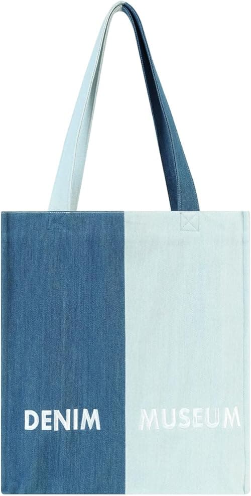 Aesthetic Premium Colorblock Designer Shoulder Bag | Niche Lightweight Foldable Large Denim Tote Bag with Zipper pockets on Amazon.ae - Price Tracker