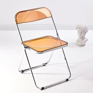 Clear Acrylic Folding Chair with Steel Chrome Frame, Luxury Transparent Foldable Chair for Dining, Makeup, Home, Office, Party & Events Indoor and Outdoor (Brown) على Amazon.ae - متتبع الأسعار