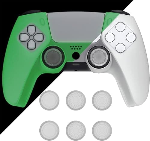 PlayVital Pure Series Dockable Model Anti-Slip Silicone Cover Skin for ps5 Controller, Soft Rubber Grip Case for ps5 Controller Fits with Charging Station with 6 Thumb Grip Caps - Glow in Dark - Green on Amazon.ae - Price Tracker