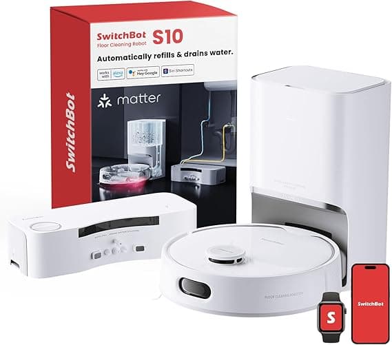 SwitchBot S10 Robot Vacuum and Mop with Dual Stations, Self Draining and Self Refilling, Auto Mop Washing/Drying, Liftable Mop, 6500Pa Suction, Self Emptying for 70 Days Hands-Free Cleaning on Amazon.ae - Price Tracker