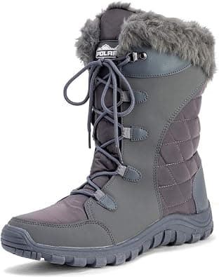 Polar Womens Quilted Faux Fur Cuff Winter Duck Rubber Sole Durable Snow Rain Outdoor Boots on Amazon.ae - Price Tracker