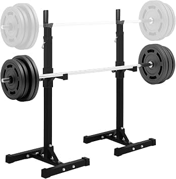 BLKMTY Barbell Racks Adjustable Squat Rack Stand 550 Lbs Max Load, Multi-Function Weight Lifting for Home Gym Bench Press Professional Fitness Equipment Portable Barbell Stand Set of 2, Black على أمازون - دليلك لأفضل العروض