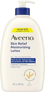 Aveeno Skin Relief Moisturizing Lotion for Very Dry, Itchy, Dry Skin, Body Moisturizer, Soothing Triple Oat & Shea Butter, Fragrance-Free, Non-Greasy, 33 fl oz on Amazon.ae - Price Tracker