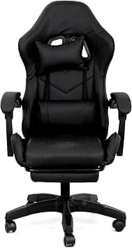 Multi Home Furniture Black Gaming Chair - Ergonomic Chair & Recliner Chair with Footrest, Racing Style Office Chair with Lumbar Support & Head Pillow, 360° Swivel Computer Chair for Gaming Setup على Amazon.ae - متتبع الأسعار