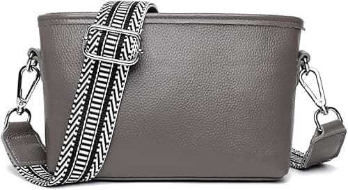 YFGBCX Crossbody Bag for Women Genuine Leather Wide Strap Shoulder Bag Purse Trendy Design Camera Crossbody Purse Top Zip on Amazon.ae - Price Tracker