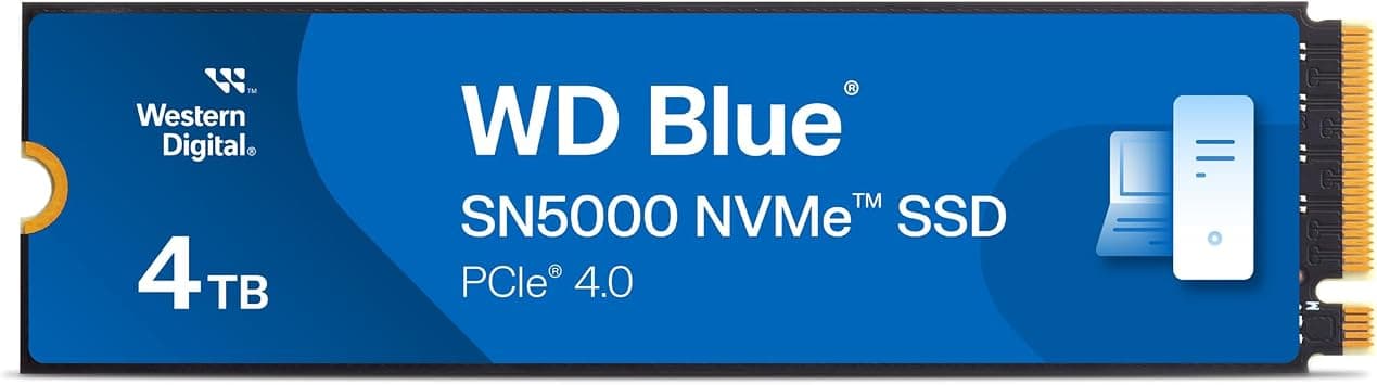 WD Blue SN5000 4TB SSD, NVMe SSD, Internal SSD, PCIe Gen 4.0, up to 5,500 MB/s read speeds, nCache Technology, Free Acronis True Image data migration software, internal solid state drive. على Amazon.ae - متتبع الأسعار