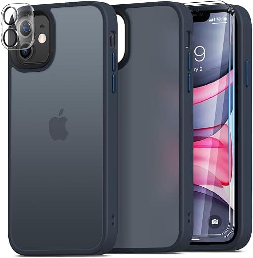 Mootobo iPhone 11 Case with 2 Tempered Glass and 1 Protective Camera, Shockproof Anti-Scratch Bumper Case for iPhone 11 Case, Translucent Matte Back Case Slim Shockproof Case 6.1 Inch, Blue on Amazon.ae - Price Tracker
