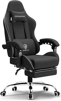 Dowinx Gaming Chair – Massage Cushion, Breathable Fabric, Ergonomic Design with Footrest, 360° Swivel, Adjustable Neck & Lumbar Pillow for Back Support, Home & Office Chair على Amazon.ae - متتبع الأسعار