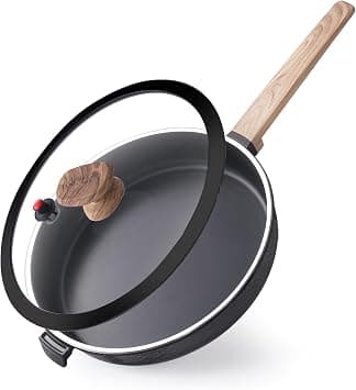 MGC MAKE GRACE COOKER Ceramic Pan With Lid, PFOA&PTFE Free Non Stick Frying Pans,Oven and Dishwasher Safe, Compatible with All Stovetops (Black, 9Inch) on Amazon.ae - Price Tracker