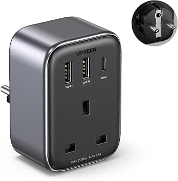 UGREEN Travel Adapter UK Socket to DE Plug with 30W USB Ports on Amazon.ae - Price Tracker