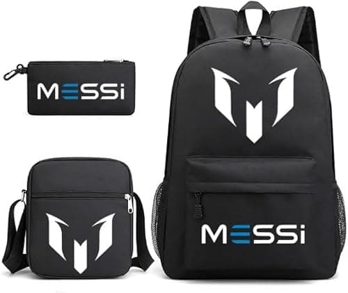 Jarttarn 3PCS Backpack Set,Messi Soccer Backpack,Large Capacity Casual Backpack with Lunch Bag and Pencil case for Boys Girls Fans (Black) on Amazon.ae - Price Tracker
