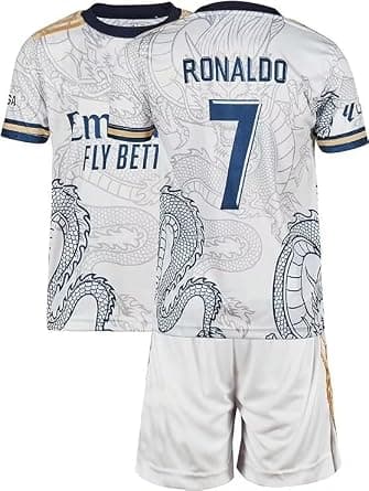 Madrid Ronaldo Dragon Children's Football Jersey, Special Design, Football, Limited Edition, Limited Edition, Comes with Shorts على Amazon.ae - متتبع الأسعار