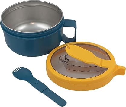 Insulated Leakproof BPA Free Stainless Steel Lunch Box with Handle, Foldable Spoon-Fork Combo in Lunch Box for Adults and Kids | 850 ml Portable Food Jar, Soup Bowl (Yellow) on Amazon - Best Deal Finder