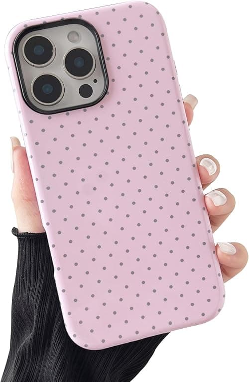 Compatible with iPhone 14 Pro Case, Fashion Cute Polka Dot Pattern Aesthetic Design for Women, Soft TPU and Hard Back Shockproof Phone Case for iPhone 14 Pro 6.1 inch, Pink on Amazon.ae - Price Tracker
