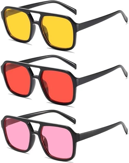 Retro 70s Square Aviator Sunglasses Women Men Vintage Rectangle Sunglasses Flat Frame Trendy Shades on Amazon - Best Deal Finder