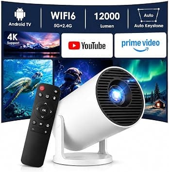 Smart 4K Projector, HY300PRO+ WiFi 6 BT5.4,12000Lumens with Auto Keystone,Built in Apps,270° Rotation,Short Throw Mini Portable Projector for Phone/Xbox/Laptop/TV Stick/USB on Amazon.ae - Price Tracker