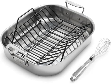All-Clad Stainless Steel Roasting Pan with Nonstick Rack, Silver على Amazon.ae - متتبع الأسعار