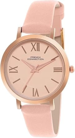 French Connection FCN00037D Leather Analog Watch for Women, 36 mm Case Size, Rose Gold/Pink on Amazon.ae - Price Tracker