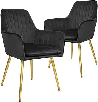 Dining Room Chairs Living Room Chair Velve Fabric Chair For Hotel Restaurant and Office Visitor… (Black) on Amazon.ae - Price Tracker