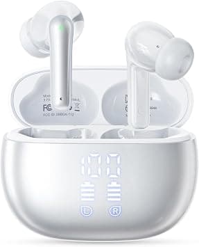 Wireless Earbuds Bluetooth Earphones with Active Noise Cancelling in Ear Buds 4 Mic Clear Calls Headphones Wireless 40H Led Display, Multipoint Connect, Deep Bass Earbuds, Waterproof (White) on Amazon.ae - Price Tracker