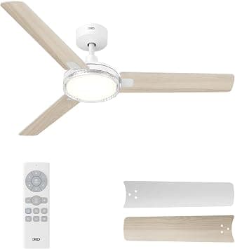 DREO Ceiling Fan with Light and Remote Control, 52 Inch White Ceiling Fan, 5 CCT Colour Temperatures, 6 Levels Dimmable, 6 Speeds, Quiet Reversible DC Motor, 1/4/8 Hour Timer on Amazon.ae - Price Tracker