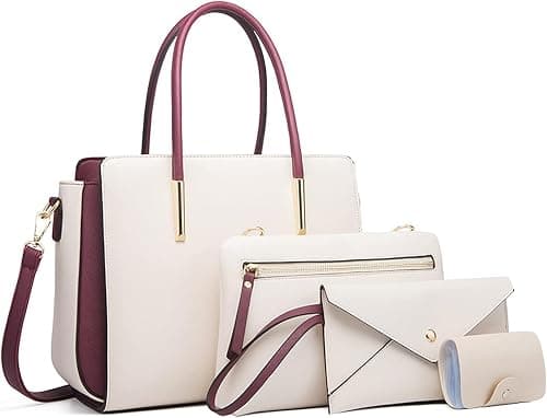 4 Pcs Women Fashion Handbag Set Wallet Tote Bag Shoulder Bag Top Handle Satchel Purse Set Handle Bag for Women on Amazon.ae - Price Tracker