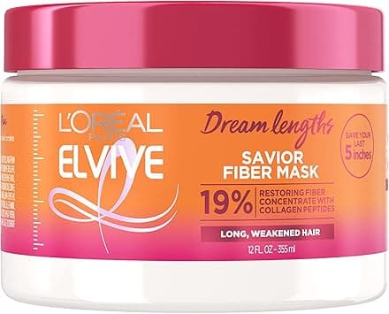 L'Oreal Paris Elvive Dream Lengths Savior Fiber Hair Mask with Collagen Peptides Concentrate to Revive and Restore, 3 Min Hair Treatment Formula, 12 Fl Oz on Amazon.ae - Price Tracker