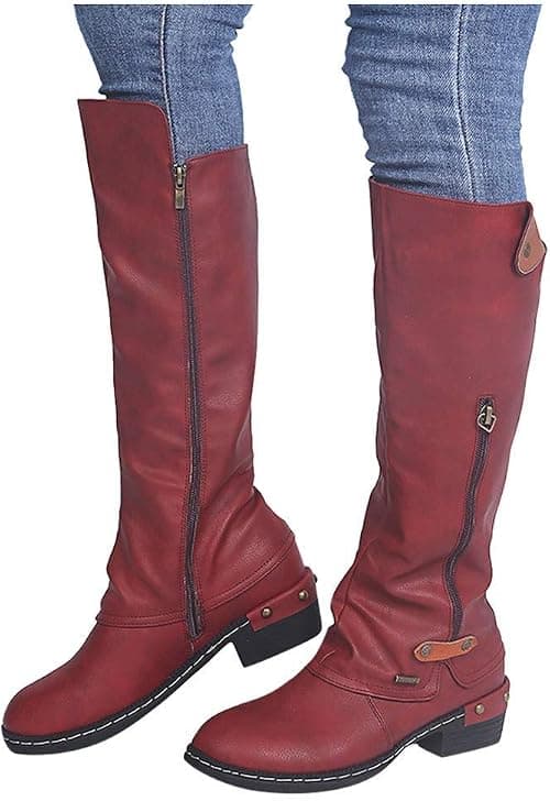 Women Vintage Victorian Gothic Mid Calf Height Boots Casual Lace up Thick High Heels Booties Winter Warm Shoes على Amazon.ae - متتبع الأسعار