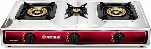 Gas Burner Stainless Steel Tripple Gas Cooker Gas Stove Heavy Iron Burner Cap Auto Ignition System LPG Gas Stove على Amazon.ae - متتبع الأسعار