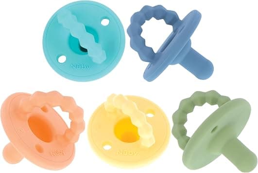 Nuby Silicone Softees Pacifier & Teether, 5 pk, Boy على Amazon.ae - متتبع الأسعار
