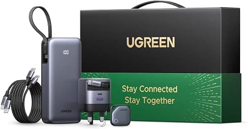 UGREEN Power Kit, Includes 20000mAh 45W Power Bank, 45W Retractable USB C Charger, Two Type C Cables, FineTrack Smart Finder, Charging Set for iPad/iPhone/Samsung, Suitable for Home,Business,Travel on Amazon.ae - Price Tracker