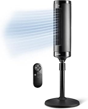 LASKO Elevation Adjustable Tower Fan 42”-54”, Pedestal Fan, 31 ft/s Airflow, Quiet 28 dB, 90° Oscillation, 12h Timer, Remote, Black, EST100 on Amazon.ae - Price Tracker