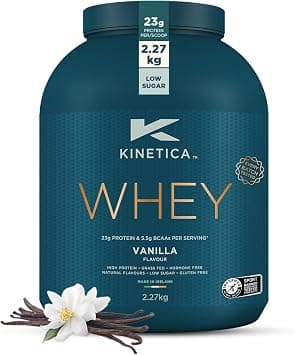 Kinetica Sports Whey Protein Powder - Vanilla, 2.27 Kg, 76 Servings | 23g Protein, 5.5g BCAA Amino Acid & 4.32g Glutamine | Recovery Shake for Optimum Nutrition | WADA & Informed Sport Approved on Amazon - Best Deal Finder